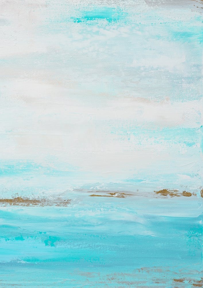 Teal Sea Abstract Painting 1