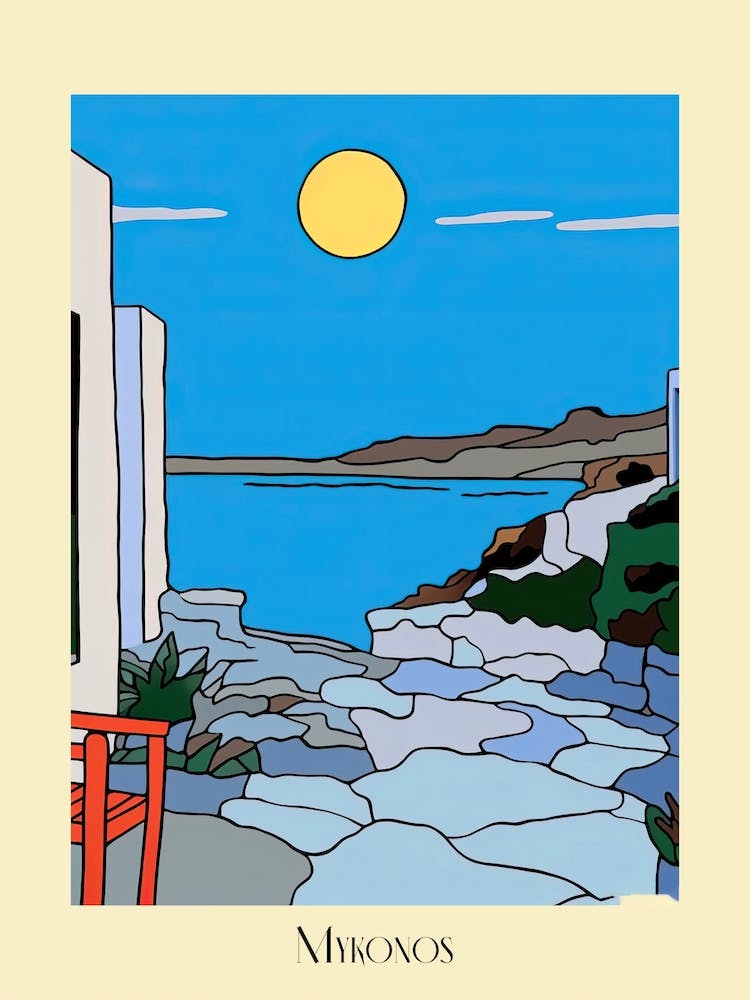 Poster Of Minimal Design Style Of Mykonos, Greece 1