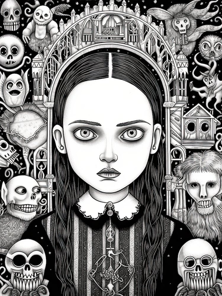 Wednesday Addams World Line Art 0 Fan Art