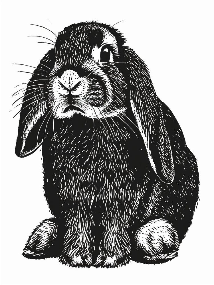 French Lop Blockprint Rabbit Illustration 4