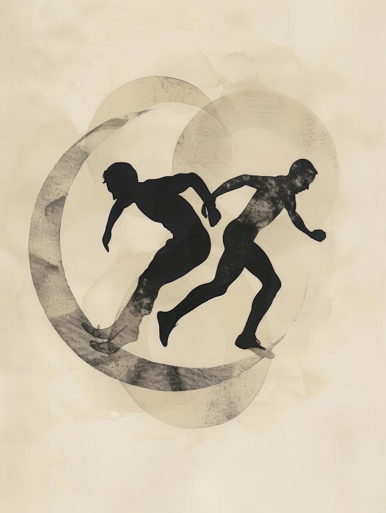 Two Men Running In A Circle