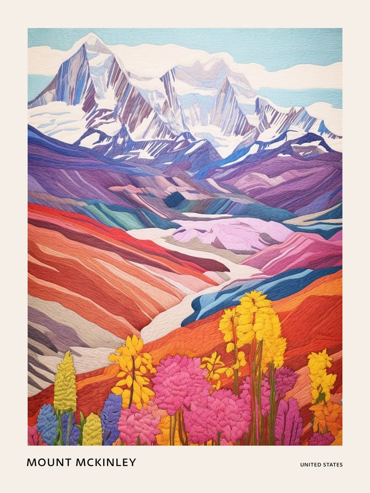 Mount Mckinley United States 2 Colourful Mountain Illustration Poster
