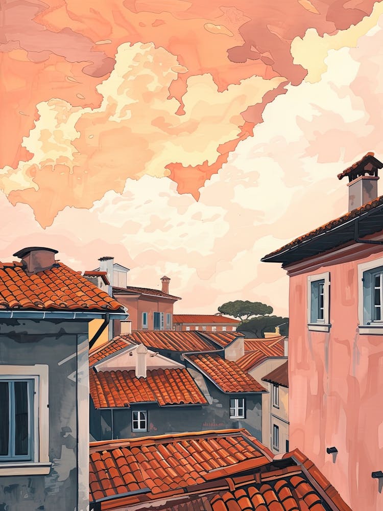 Rome Rooftops Morning Skyline 2