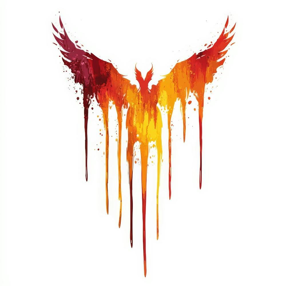 Color Drip Animal Design A Soaring Phoenix With