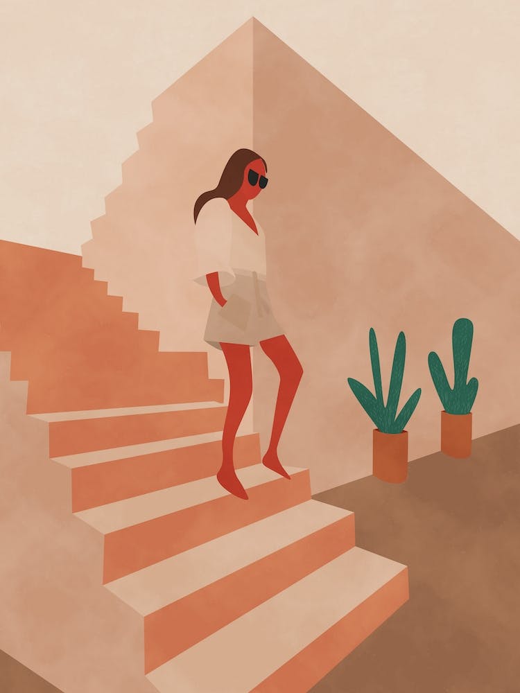 Frau auf der Treppe