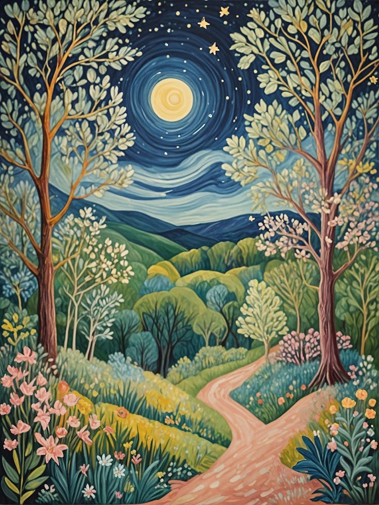 Secret Woodlands Path At Night