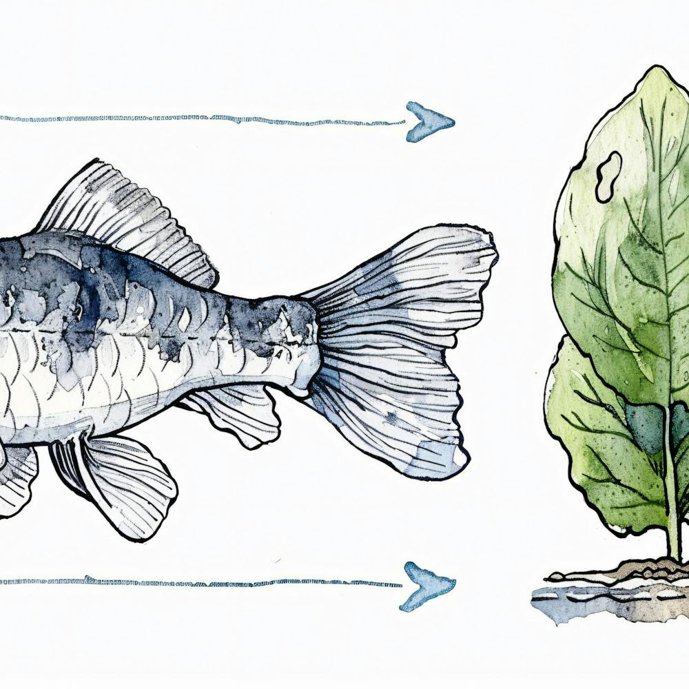 Illustration Of A Fish And Plant
