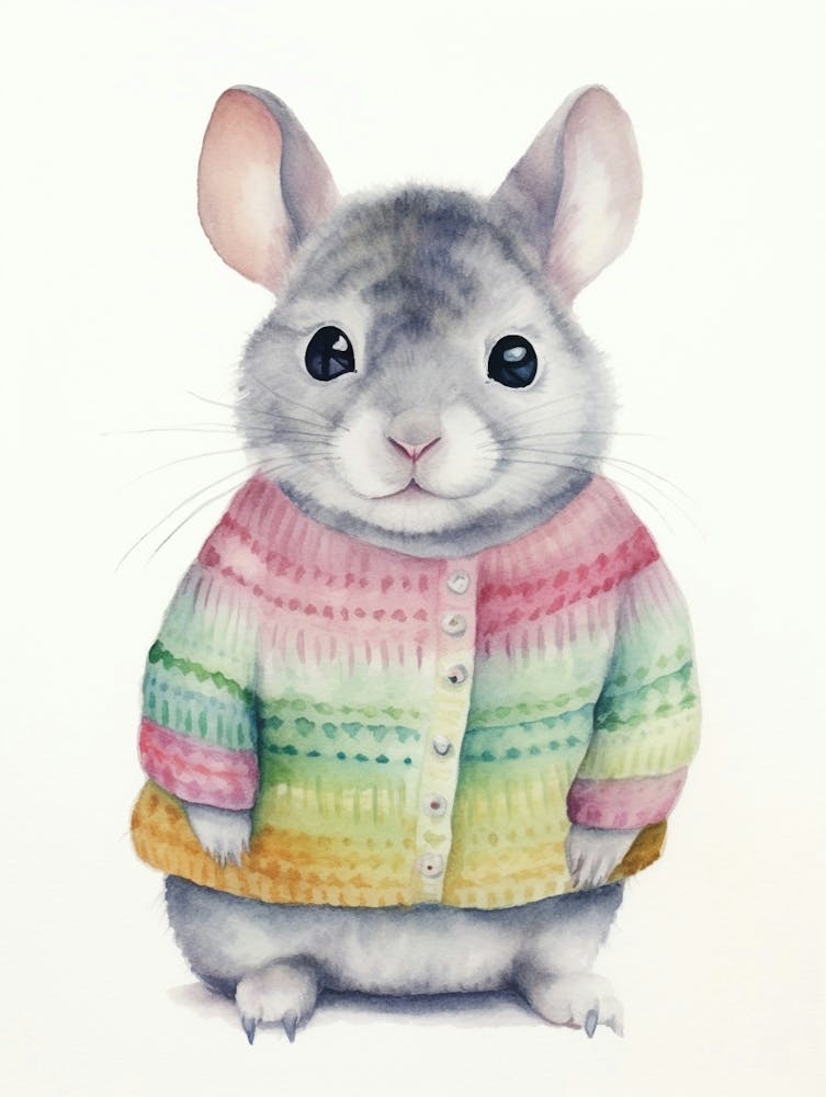 Baby Animal Watercolour Chinchilla