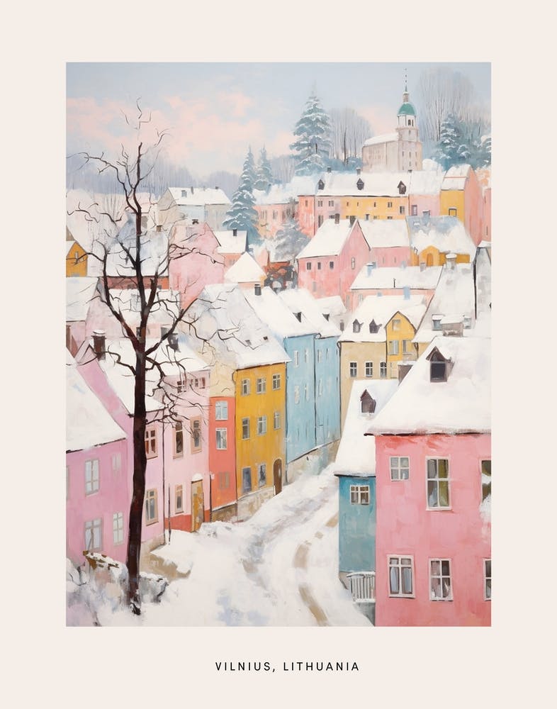 Dreamy Winter Painting Poster Vilnius Lithuania 3