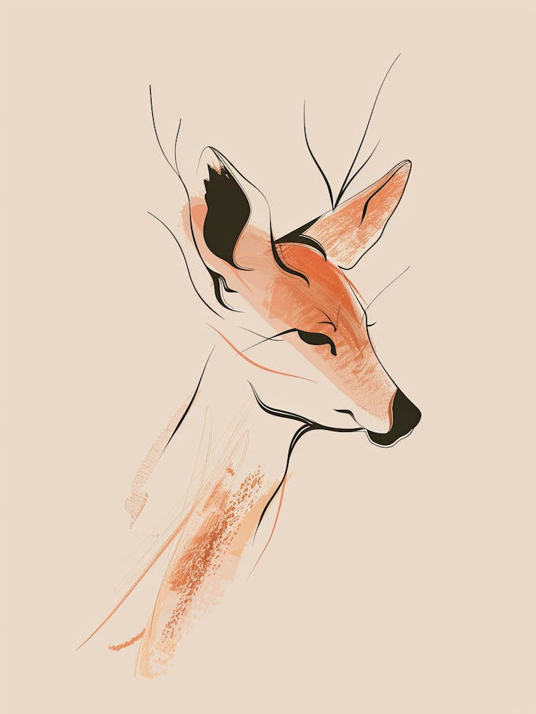 Deer Head - Boho, Line Art