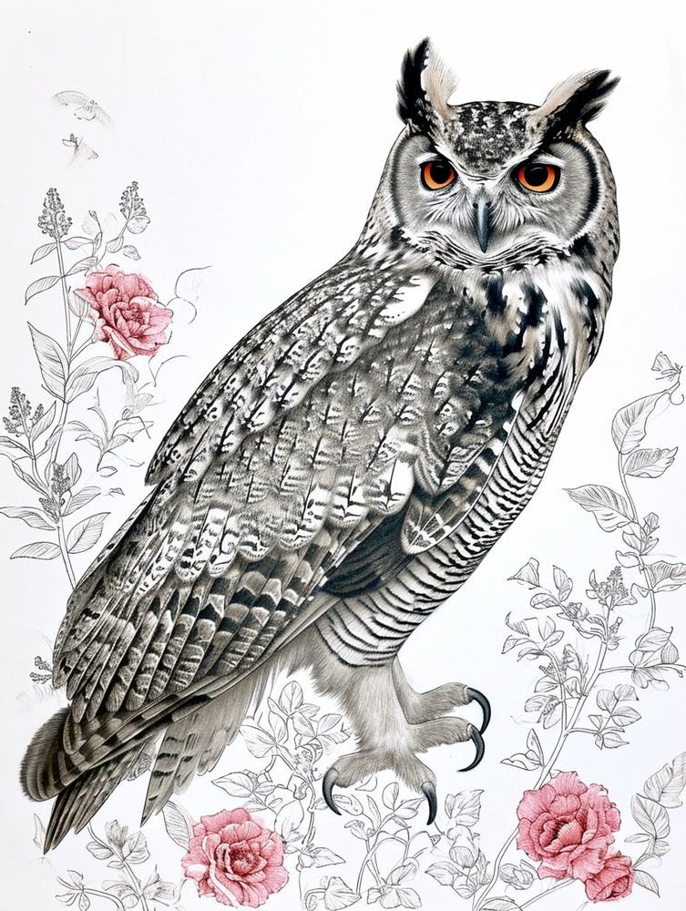Dessin au Marqueur de Hibou Pêcheur Brun 3