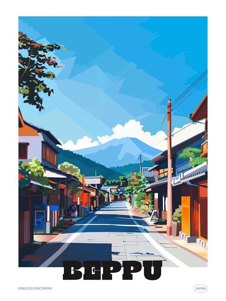 Beppu Japan 1 Colourful Travel Poster