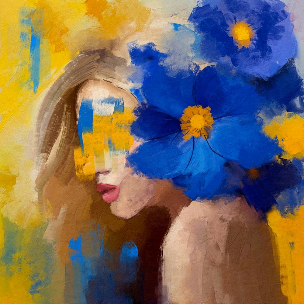Blue Flowers Portrait