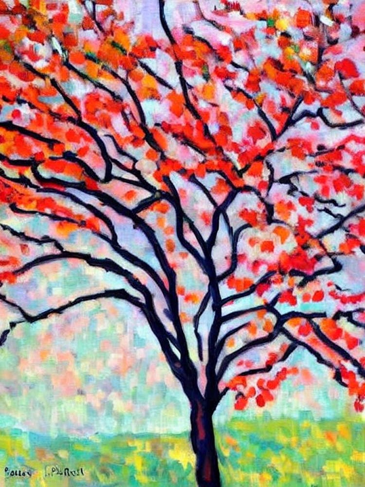 Bradford Pear 2 tree Abstract Block Colour