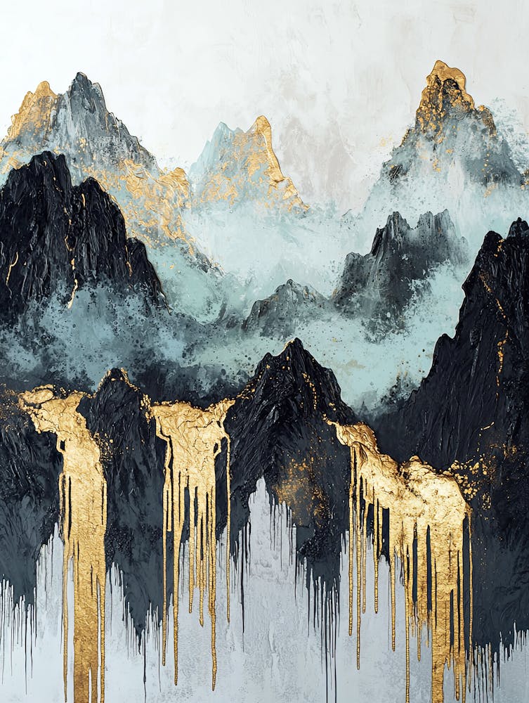 Elbrus In Gold Dreamlike Minimalism