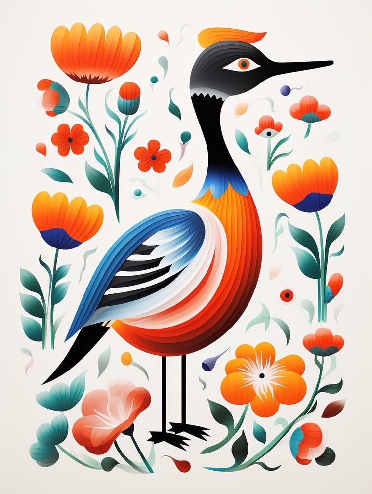 Illustration d'Oiseau Scandinave Grèbe 1