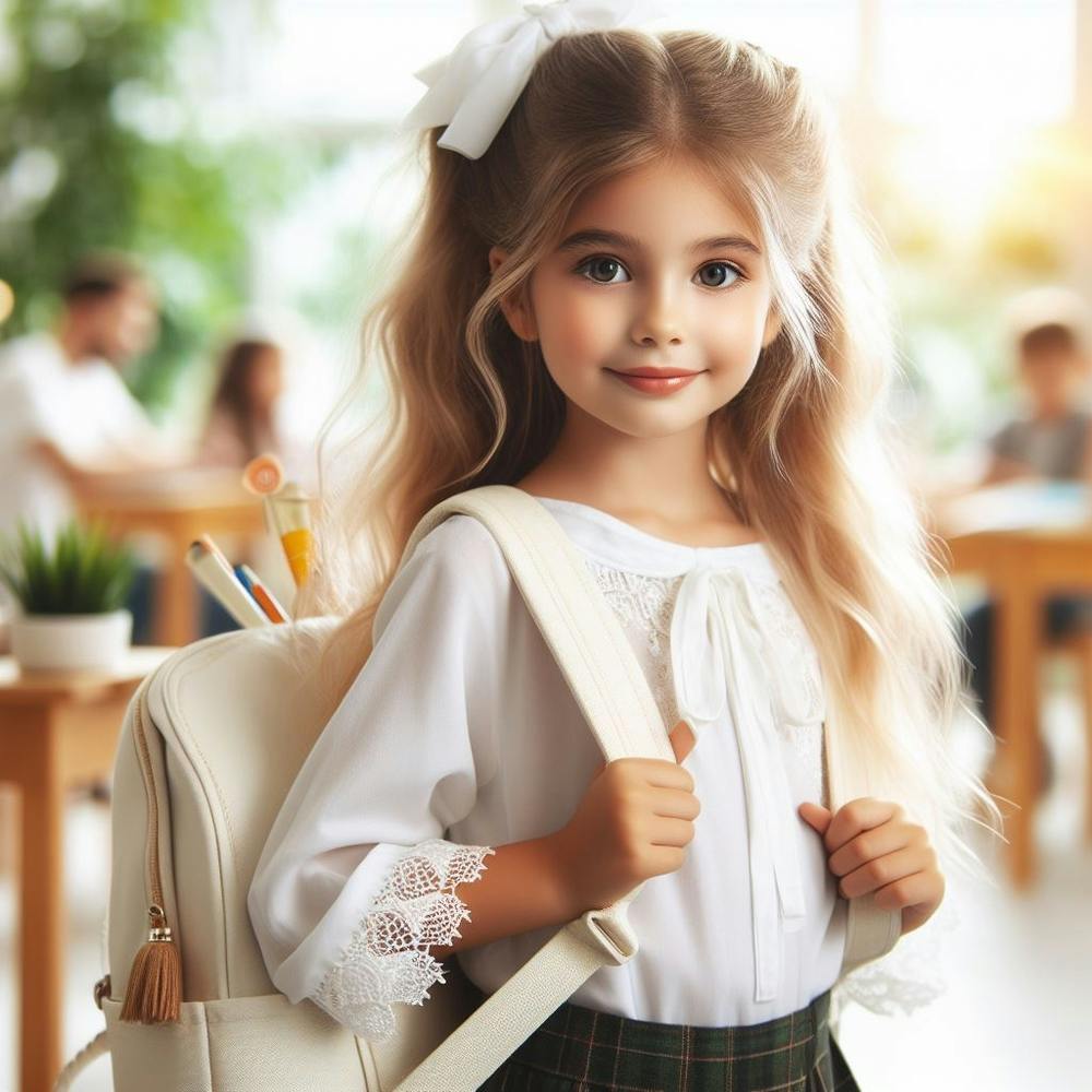 Cute Little Girl In School Uniform