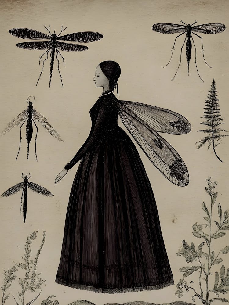Lady With Dragonflies