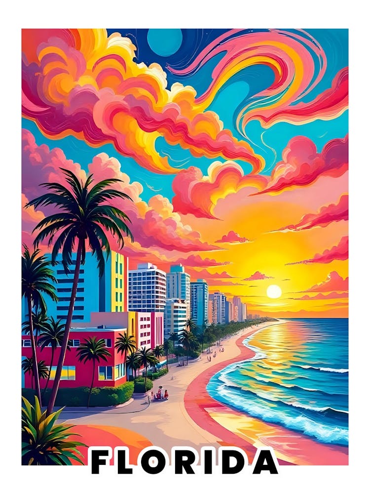 Florida Vibrant Vintage Travel Poster