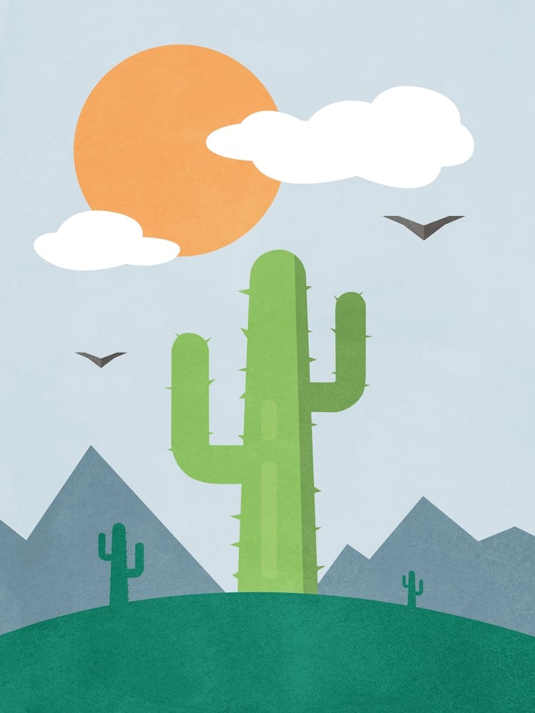 Cactus In The Desert Blue