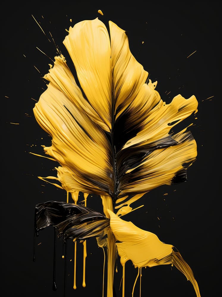 Yellow Leaf On Black Background