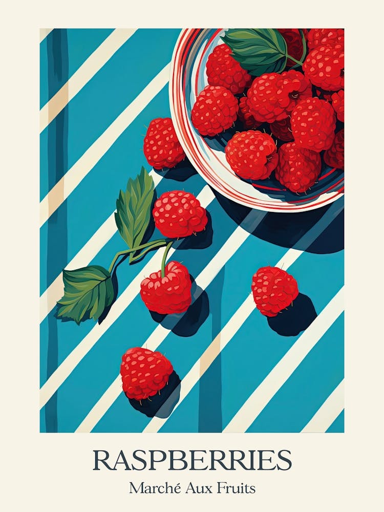 Marche Aux Fruits Raspberries Fruit Summer Illustration 1