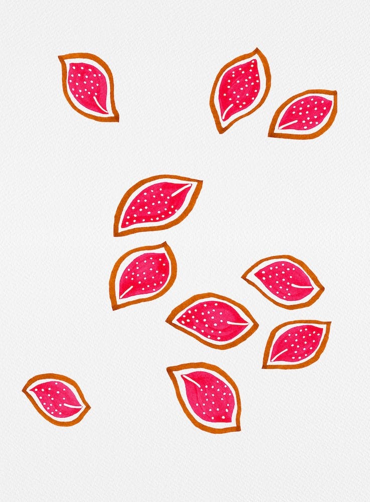 Coral Scattered Leaves Polka Dot 2