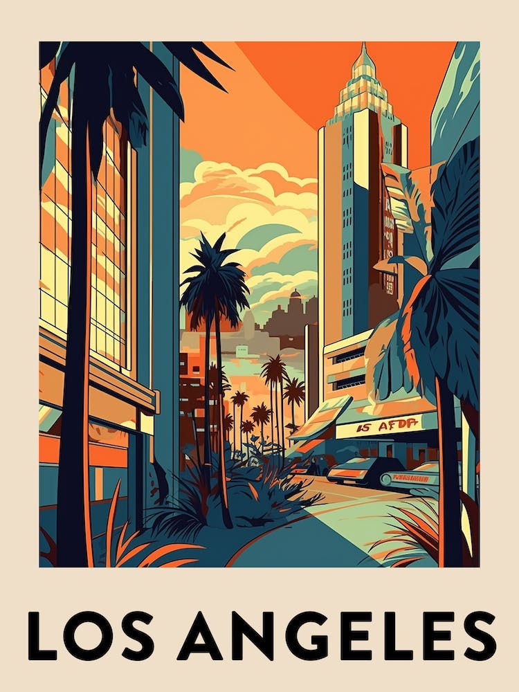 Los Angeles 3 Vintage Travel Poster