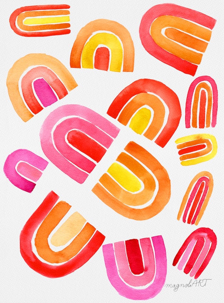 Rainbows watercolor artwork