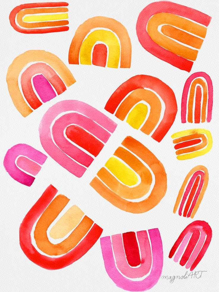 Rainbows watercolor artwork