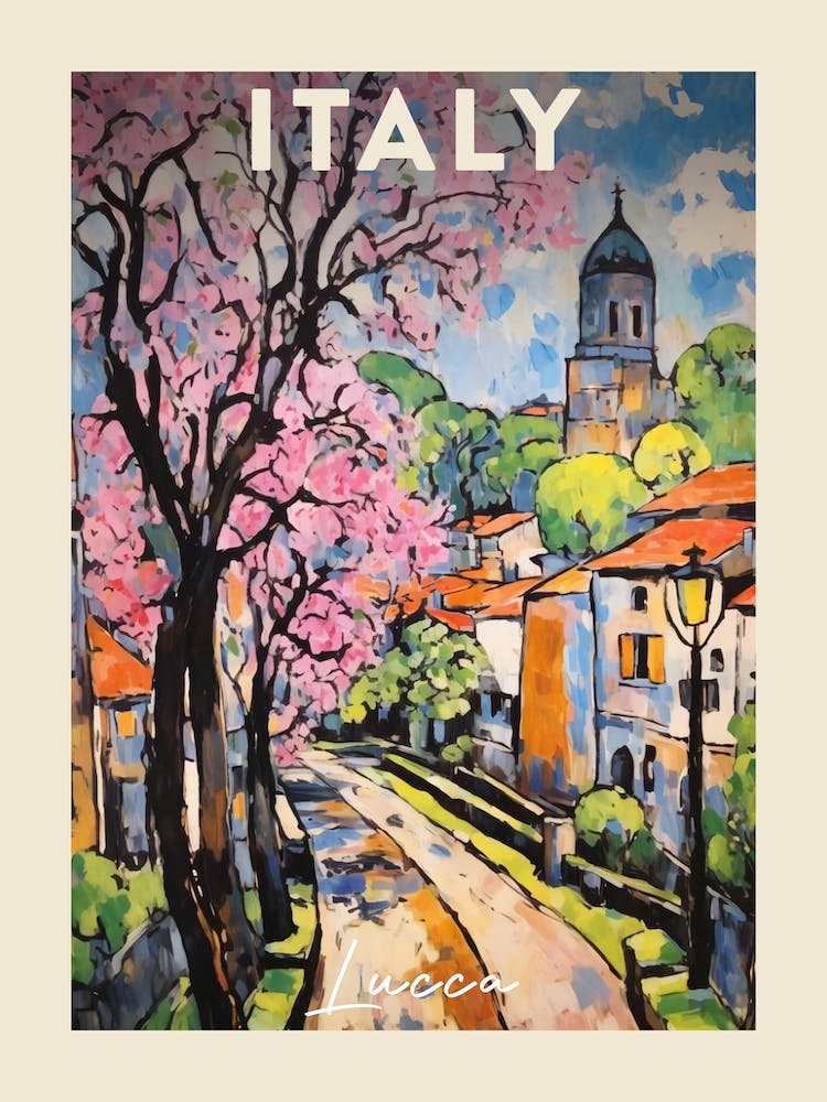 Lucca Italy 3 Fauvist Painting  Travel Poster