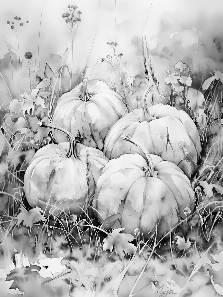 Pumpkins In The Grass 1