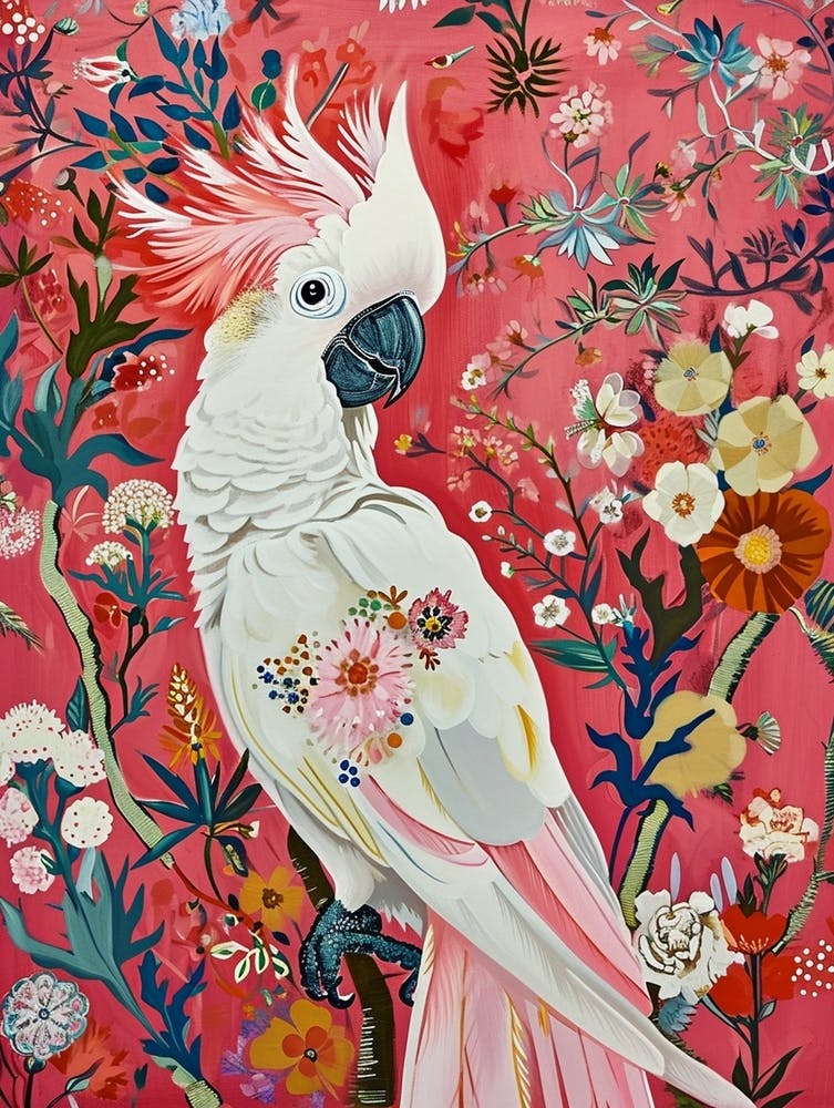 Floral Animal Painting Cockatoo 1