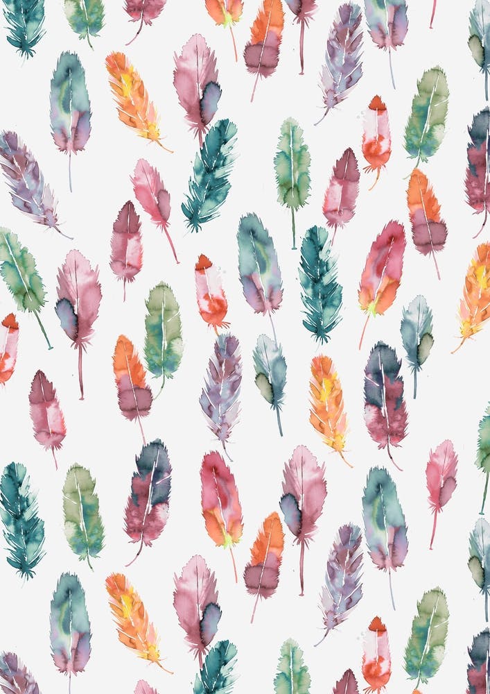 Watercolor Boho Feathers