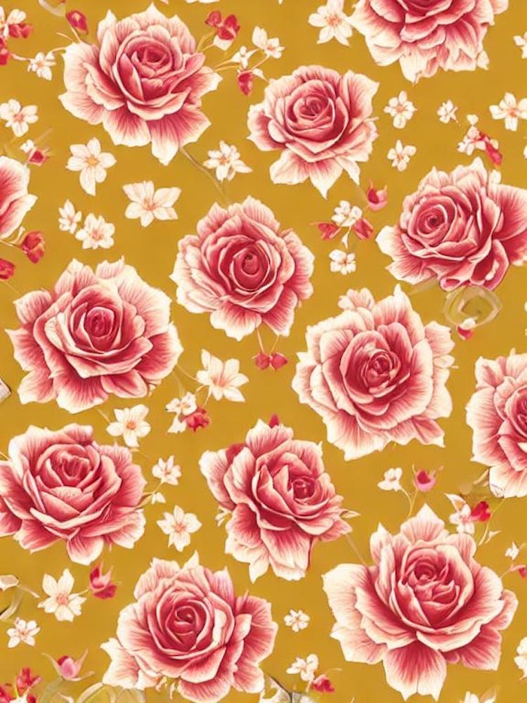 Rose Floral Print Warm Tones 2 Flower