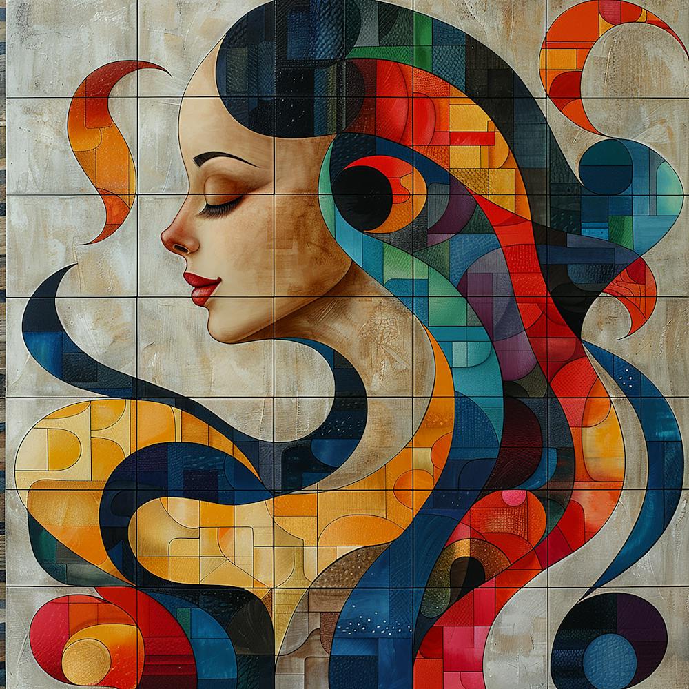 Abstract Of A Woman - colorful cubism, cubism, cubist art,    abstract art, abstract painting  city wall art, colorful wall art, home decor, minimal art, modern wall art, wall art, wall decoration, wall print colourful wall art, decor wall art, digital ar