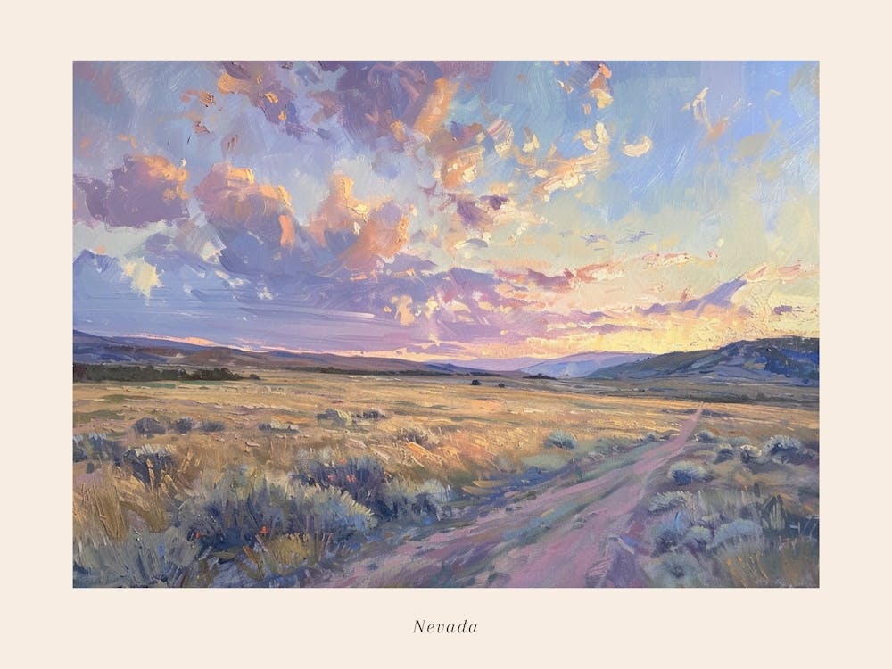 Western Sunset Landscapes Nevada 3 Poster