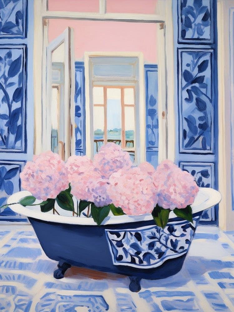 A Bathtube Full Hydrangea In A Bathroom 4