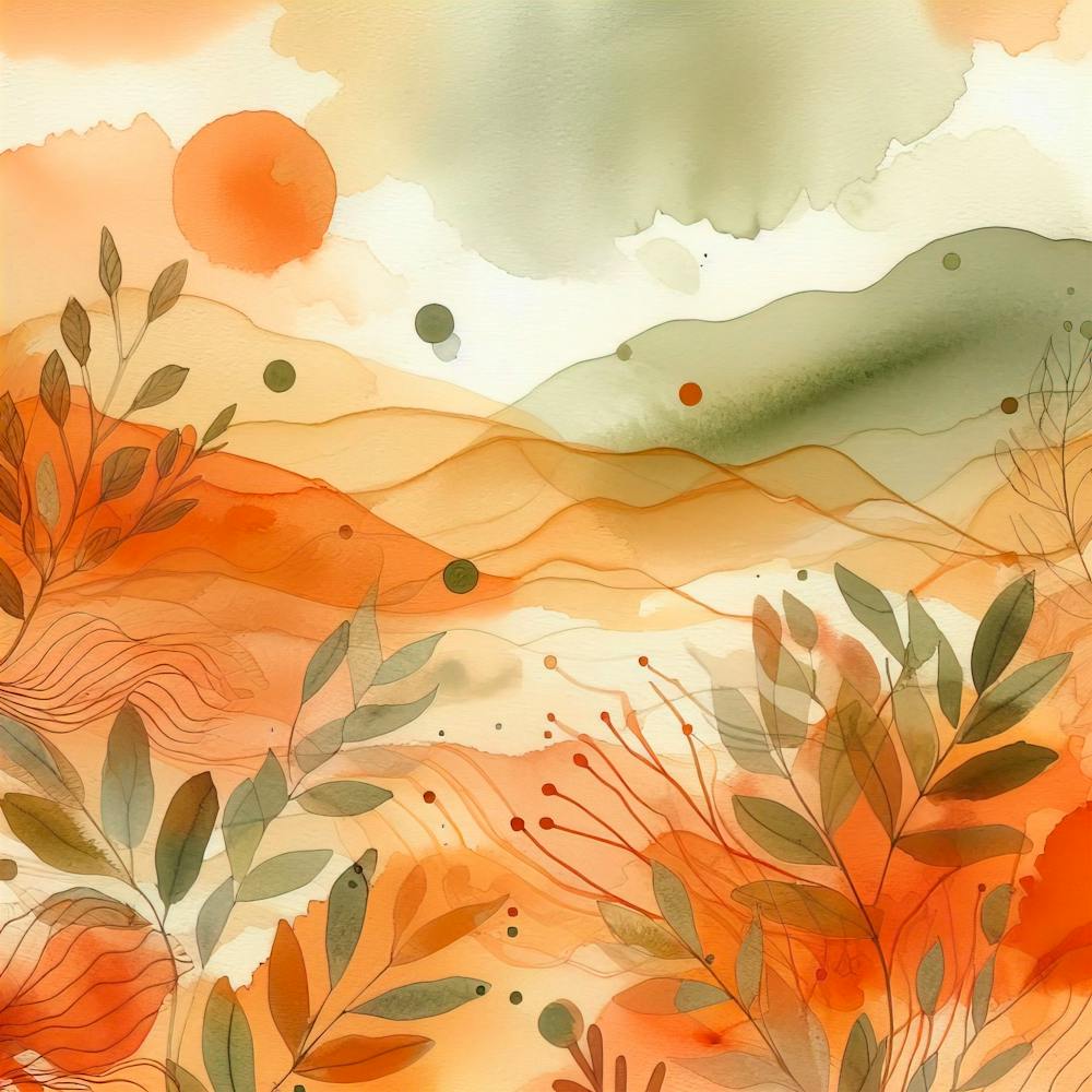 Abstract Watercolor Orange Sage Orange Olive Light Orange Art Background 5