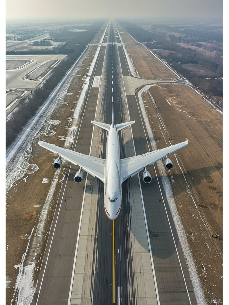 The Passenger Plane, A Sleek Embodiment Of Human Ingenuity, Aligns On The Runway, Poised For Takeoff