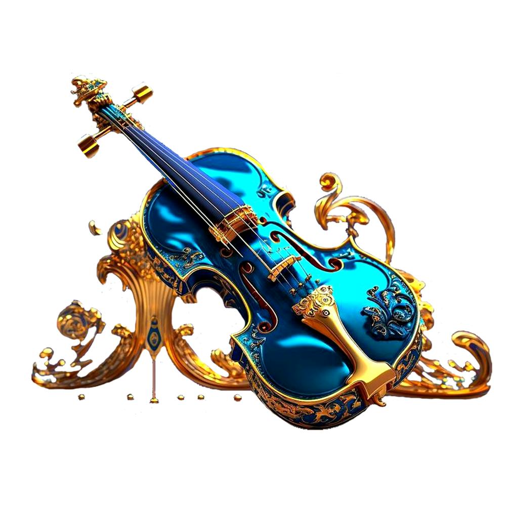 Blue Violin Isolated On White