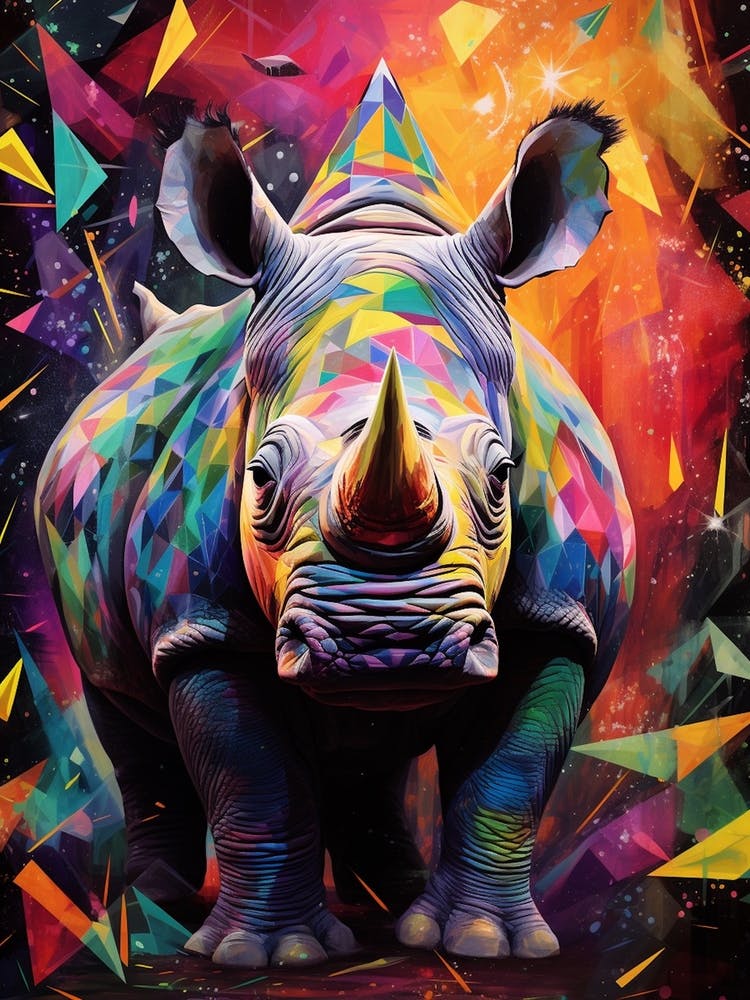 Collage géométrique rhinocéros 2