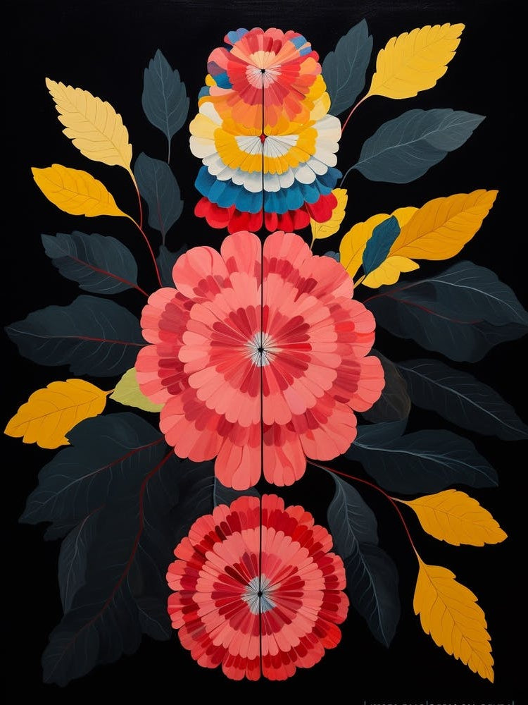 Celosia 2 Hilma Af Klint Inspired Flower Illustration