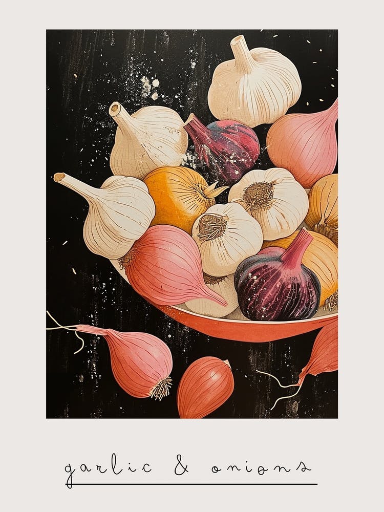 Art Deco Garlic & Onions 1 Poster
