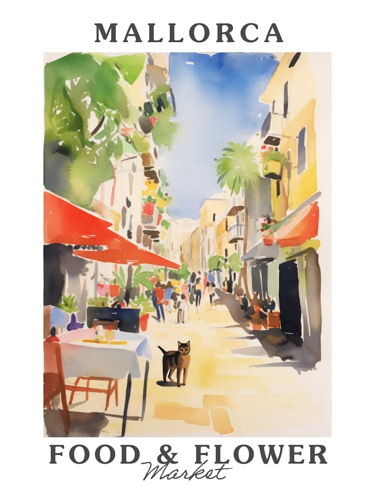 Food Market With Cats In Mallorca 3 Poster