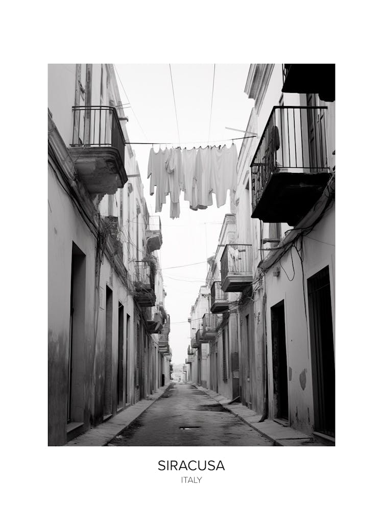 Poster Of Siracusa, Italy, Black And White Photo 1
