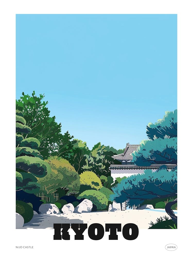 Nijo Castle Kyoto 1 Colourful Illustration Poster