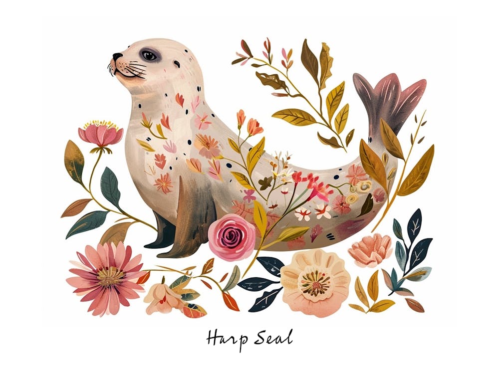 Little Floral Harp Seal 2 Poster