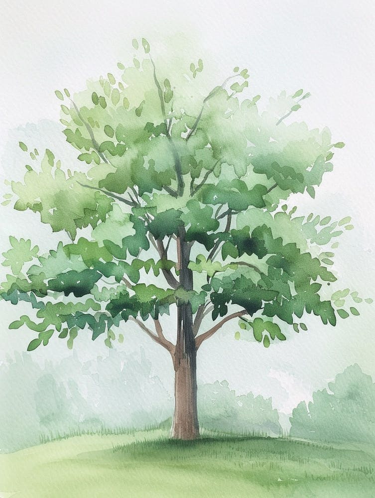 Paulownia Tree Atmospheric Watercolour Painting 5