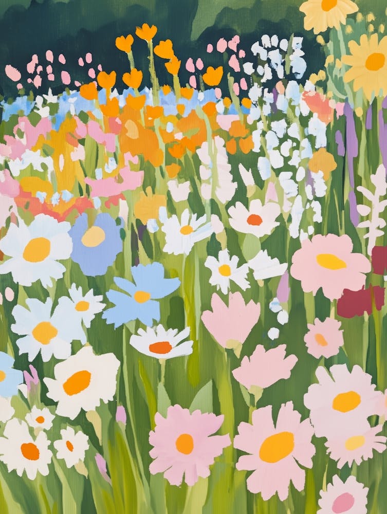 Fleurs Sauvages en Été Peinture Gouache